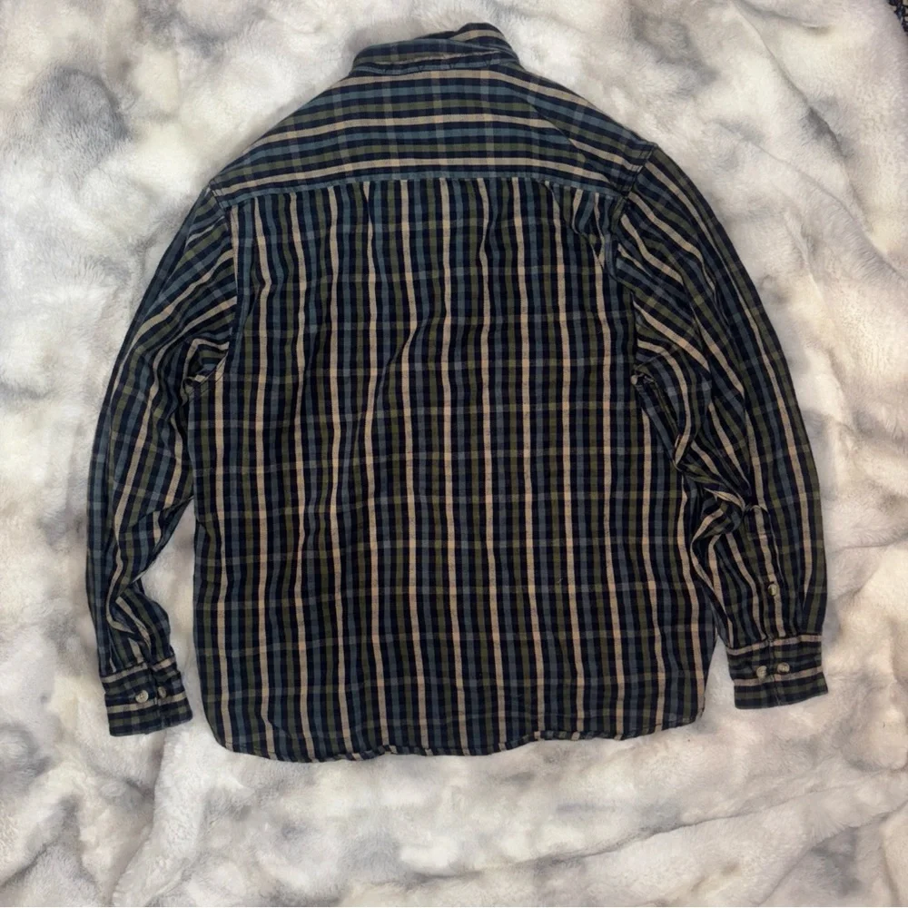 John Deere Navy and Beige Plaid Shirt - Picture 2 of 3